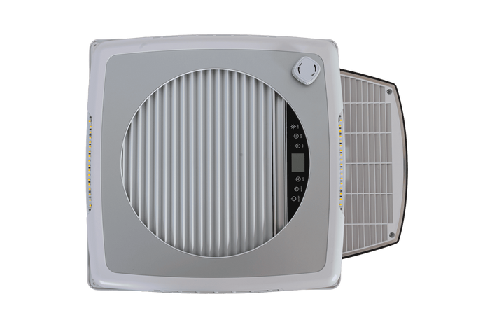 Avtomatski strešni ventilator PUNDMANN PLUS FAN za avtodome z osvetlitvijo, rolo zavesa 400×400 mm