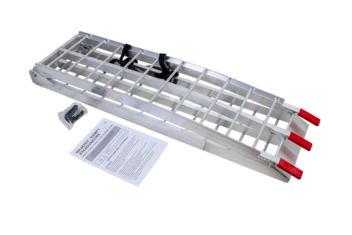 UNITRAILER ALR002 zložljive aluminijaste rampe za prikolice 221 cm 680 kg s pasom, komplet 2 kosov