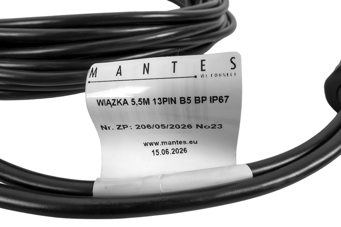 MANTES električna inštalacija, kabelski snop za prikolico za čoln, 5,5 m, 13-polni vtič, 2x5-polni bajonetni priključki