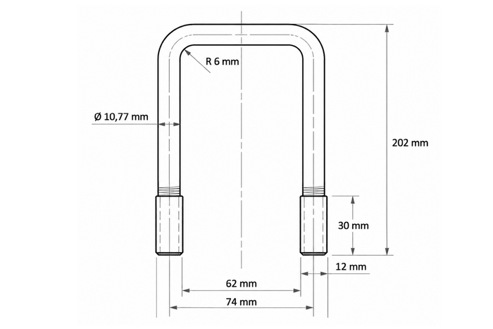 DROMET kvadratna objemka tip C objemka M12 62×202 mm