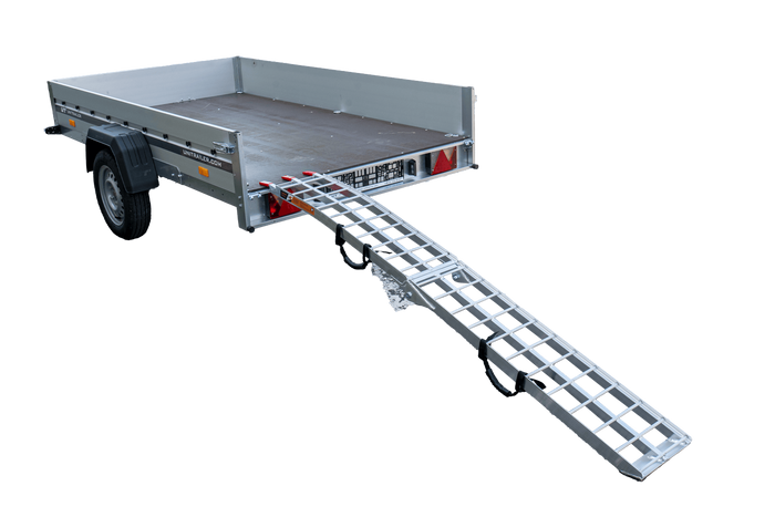 Zložljiva aluminijasta klančina UNITRAILER ALR002 za prikolico 221 cm 340 kg s pasom